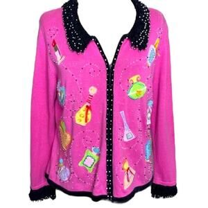 Jack B Quick 90s Pink Perfume Knit Cardigan size Medium